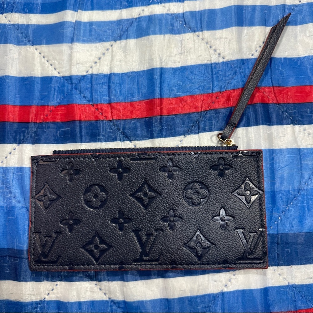 Louis Vuitton Blue Red Monogram Pochette Cles Wallet Coin Purse